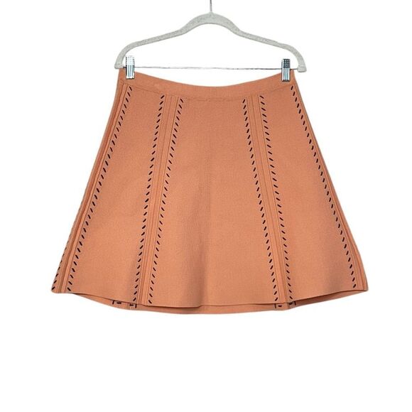 Sandro Eglantine High Waisted Knit Skater Skirt in Pink | Size 10 - Picture 5 of 10